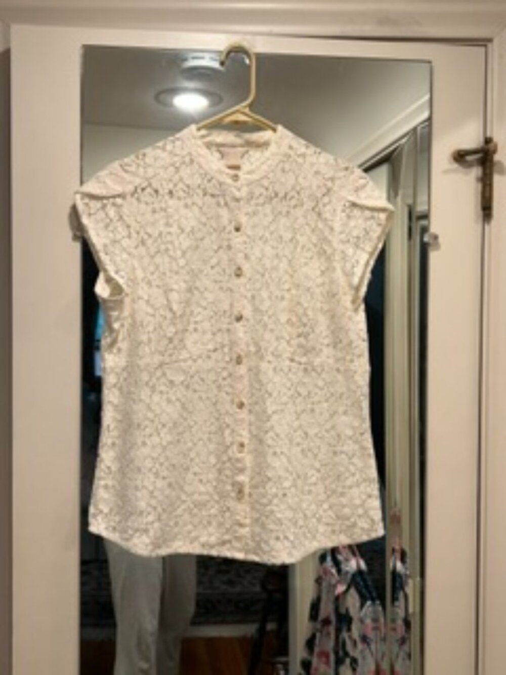 Lovely MICHAEL Michael Kors Lace Cap-Sleeve Blouse, Sz. M/L